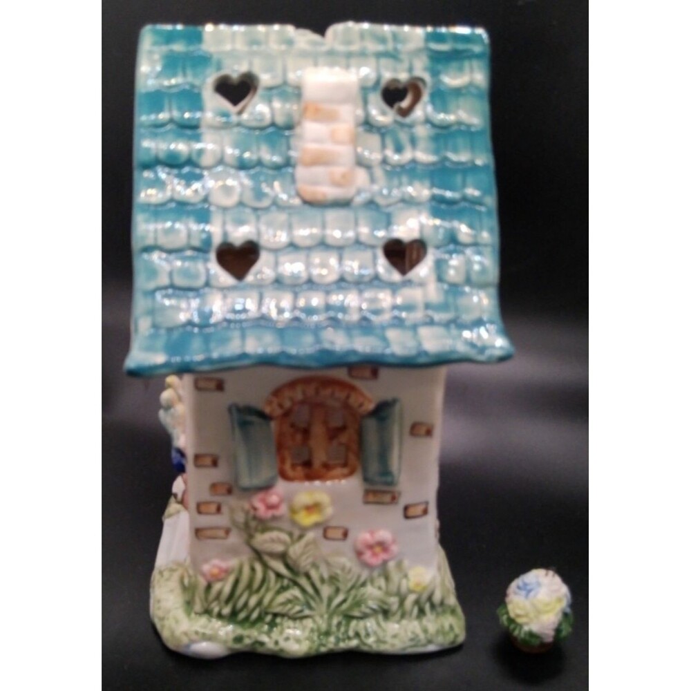 Happy Cottage/House/Bird Flowers Lighted Lamp Lantern Floral - Picture 3 of 7
